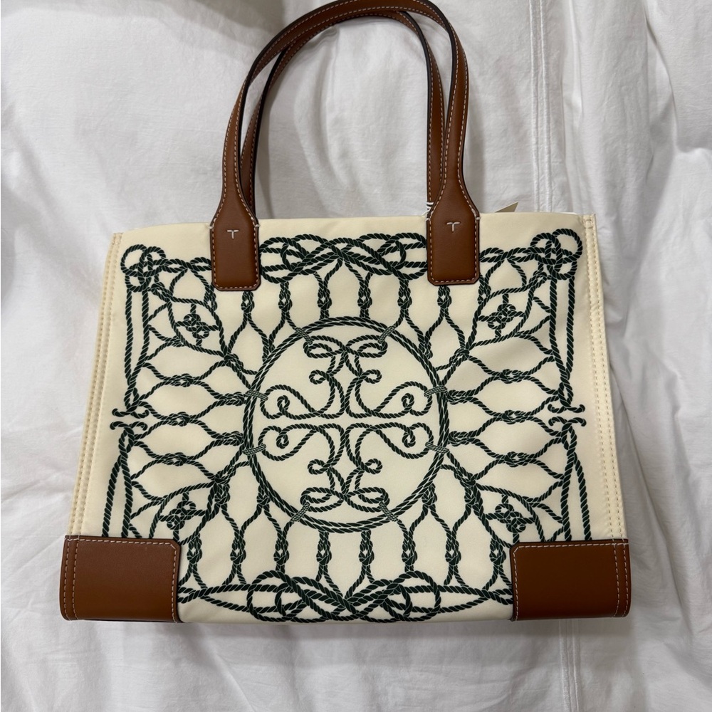 Tory Burch Ella Tote in Ivory Abstract Rope
